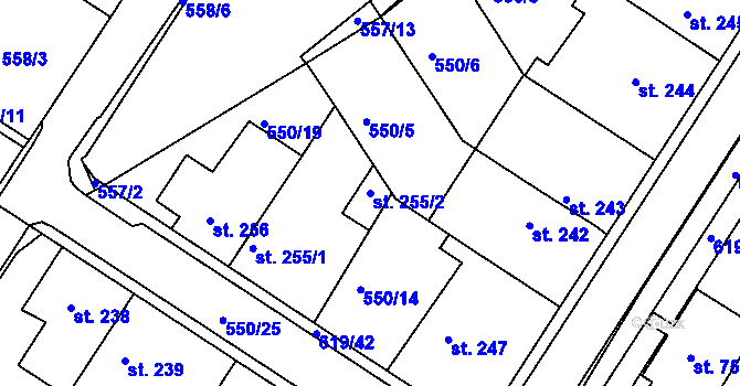 Parcela st. 255/2 v KÚ Kvíc, Katastrální mapa