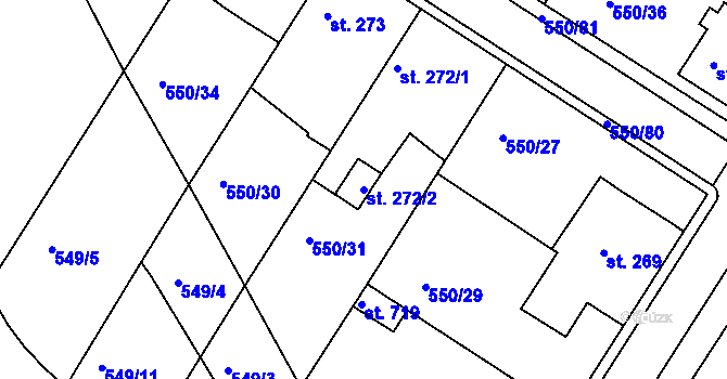 Parcela st. 272/2 v KÚ Kvíc, Katastrální mapa