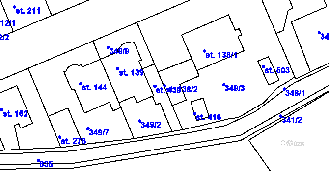 Parcela st. 138/2 v KÚ Kvíc, Katastrální mapa