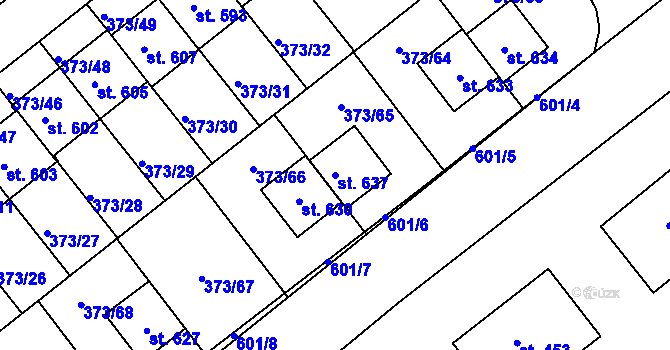 Parcela st. 637 v KÚ Kvíc, Katastrální mapa