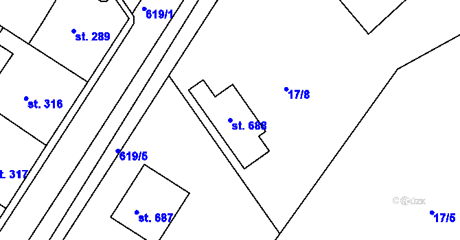 Parcela st. 688 v KÚ Kvíc, Katastrální mapa