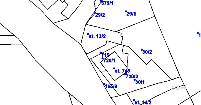Parcela st. 719 v KÚ Kvíc, Katastrální mapa