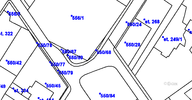 Parcela st. 550/68 v KÚ Kvíc, Katastrální mapa