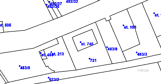 Parcela st. 745 v KÚ Kvíc, Katastrální mapa