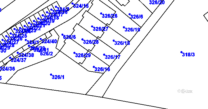 Parcela st. 326/17 v KÚ Kvíc, Katastrální mapa