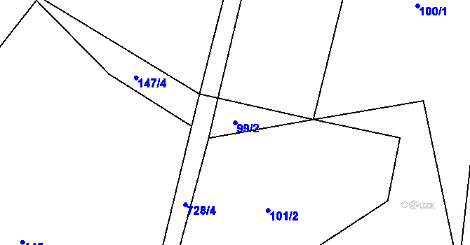 Parcela st. 99/2 v KÚ Moraveč u Mladé Vožice, Katastrální mapa