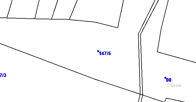 Parcela st. 147/5 v KÚ Moraveč u Mladé Vožice, Katastrální mapa