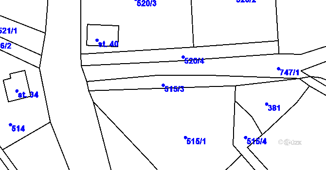 Parcela st. 515/3 v KÚ Moraveč u Mladé Vožice, Katastrální mapa