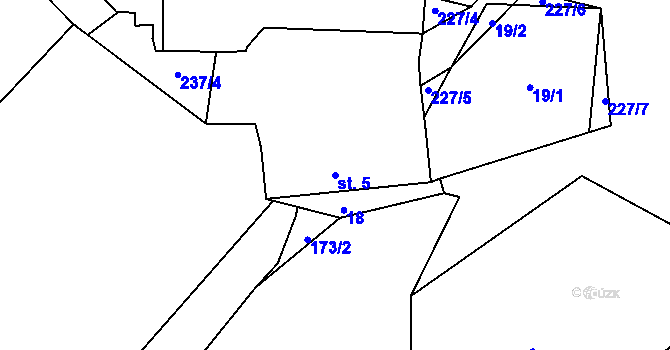 Parcela st. 5 v KÚ Slapsko, Katastrální mapa