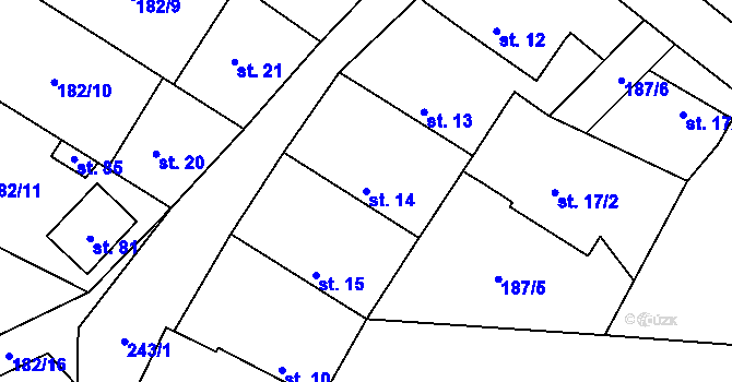 Parcela st. 14 v KÚ Slapsko, Katastrální mapa