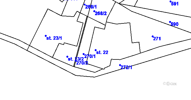 Parcela st. 22 v KÚ Slapsko, Katastrální mapa