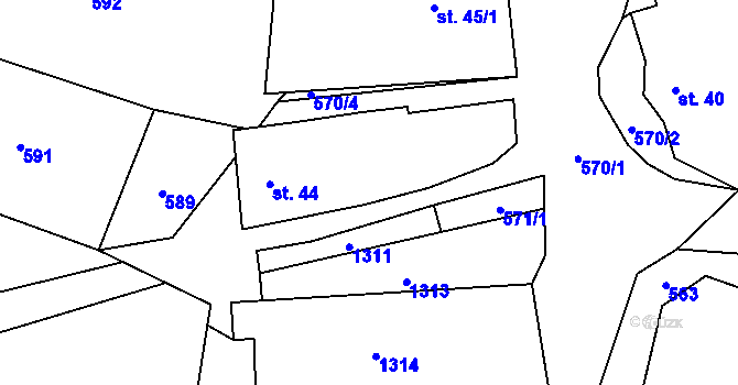 Parcela st. 44 v KÚ Slapsko, Katastrální mapa