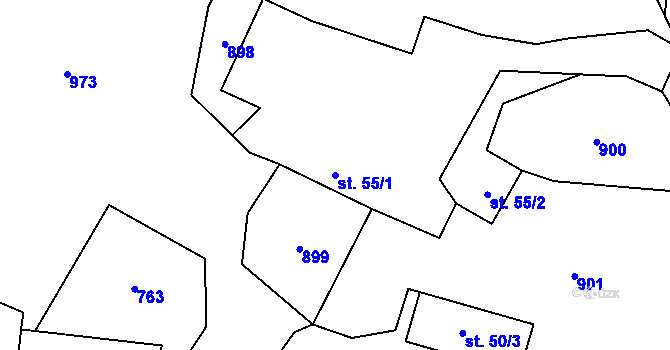 Parcela st. 55/1 v KÚ Slapsko, Katastrální mapa