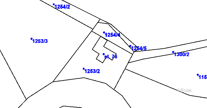 Parcela st. 76 v KÚ Slapsko, Katastrální mapa