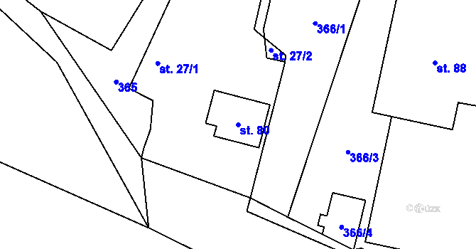 Parcela st. 80 v KÚ Slapsko, Katastrální mapa