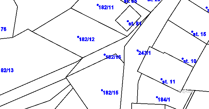 Parcela st. 182/16 v KÚ Slapsko, Katastrální mapa