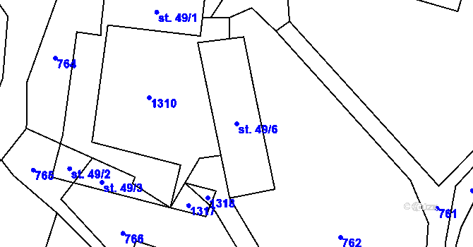 Parcela st. 49/6 v KÚ Slapsko, Katastrální mapa