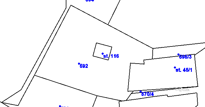 Parcela st. 116 v KÚ Slapsko, Katastrální mapa