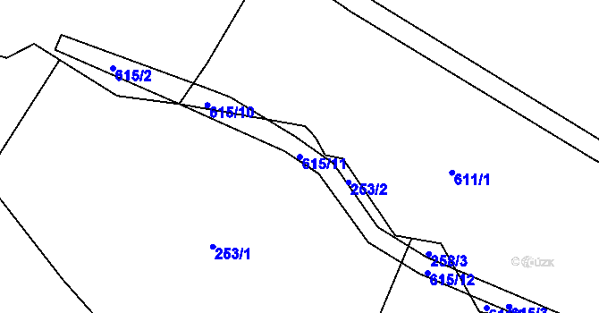 Parcela st. 615/11 v KÚ Slapsko, Katastrální mapa