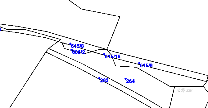 Parcela st. 615/16 v KÚ Slapsko, Katastrální mapa