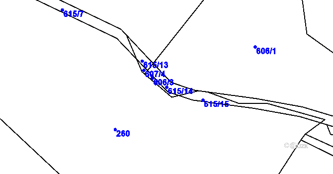 Parcela st. 615/14 v KÚ Slapsko, Katastrální mapa