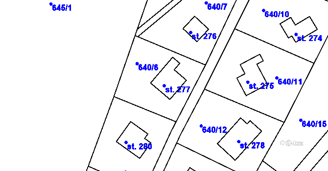 Parcela st. 277 v KÚ Přestavlky u Slap, Katastrální mapa