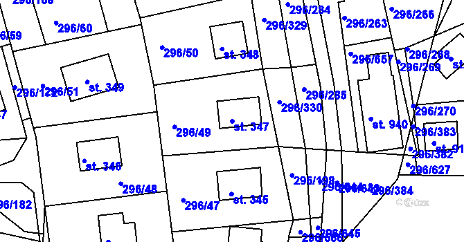 Parcela st. 347 v KÚ Přestavlky u Slap, Katastrální mapa