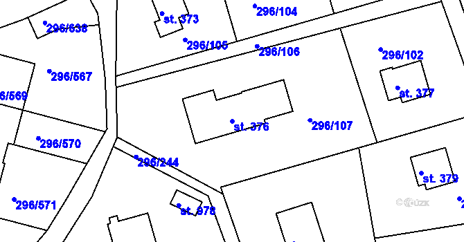 Parcela st. 376 v KÚ Přestavlky u Slap, Katastrální mapa