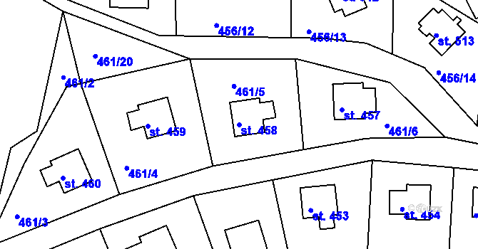 Parcela st. 458 v KÚ Přestavlky u Slap, Katastrální mapa