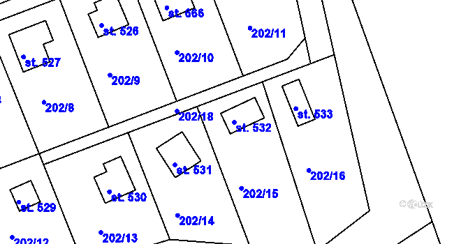 Parcela st. 532 v KÚ Přestavlky u Slap, Katastrální mapa