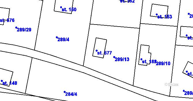 Parcela st. 577 v KÚ Přestavlky u Slap, Katastrální mapa