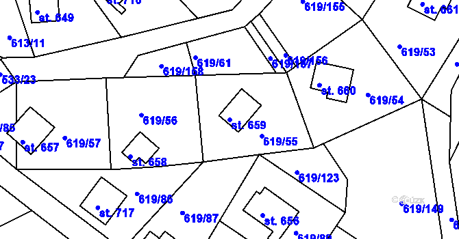 Parcela st. 659 v KÚ Přestavlky u Slap, Katastrální mapa