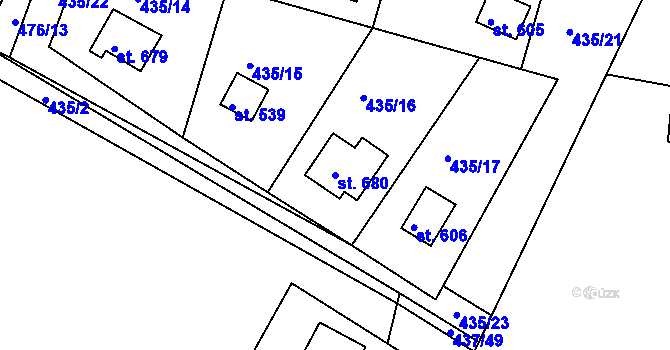Parcela st. 680 v KÚ Přestavlky u Slap, Katastrální mapa