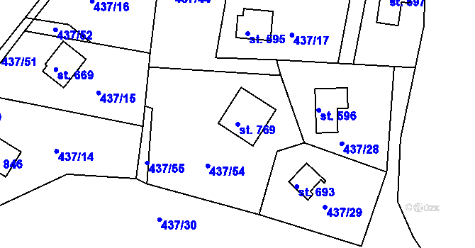 Parcela st. 769 v KÚ Přestavlky u Slap, Katastrální mapa