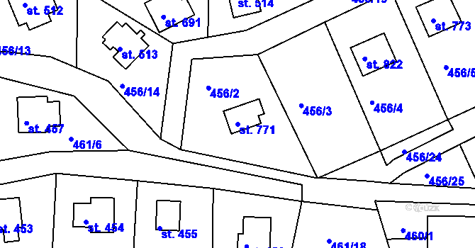 Parcela st. 771 v KÚ Přestavlky u Slap, Katastrální mapa