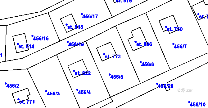 Parcela st. 773 v KÚ Přestavlky u Slap, Katastrální mapa