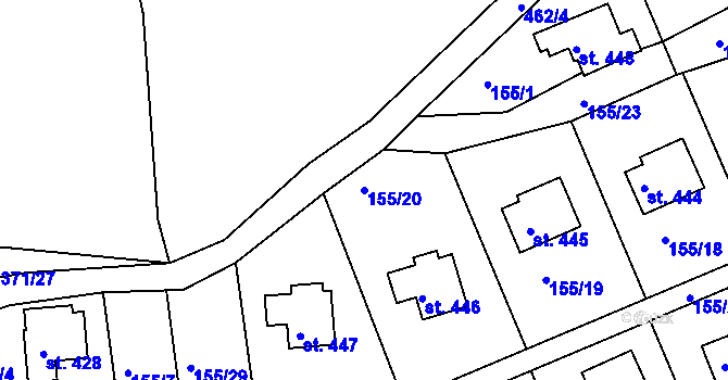 Parcela st. 155/20 v KÚ Přestavlky u Slap, Katastrální mapa
