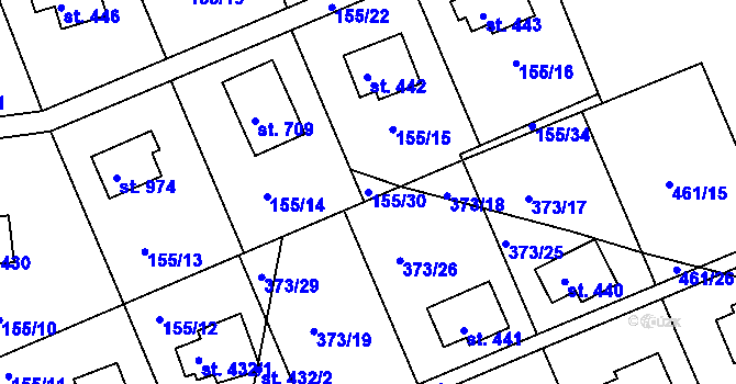 Parcela st. 155/30 v KÚ Přestavlky u Slap, Katastrální mapa