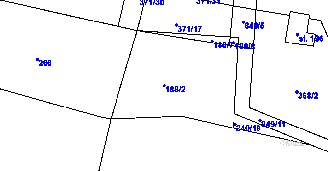 Parcela st. 188/2 v KÚ Přestavlky u Slap, Katastrální mapa