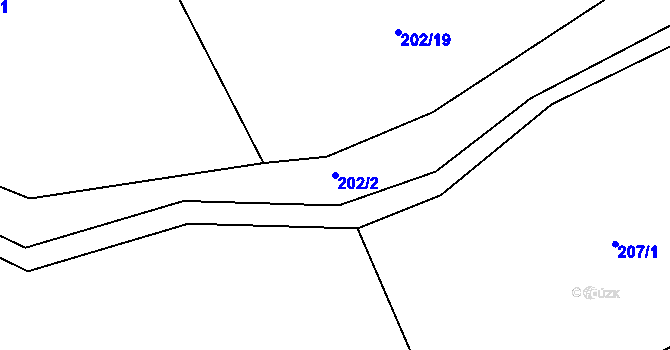 Parcela st. 202/2 v KÚ Přestavlky u Slap, Katastrální mapa