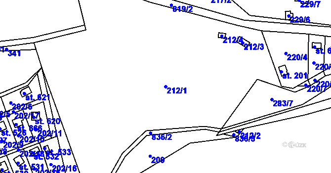Parcela st. 212/1 v KÚ Přestavlky u Slap, Katastrální mapa
