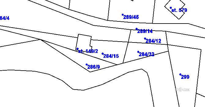Parcela st. 284/15 v KÚ Přestavlky u Slap, Katastrální mapa