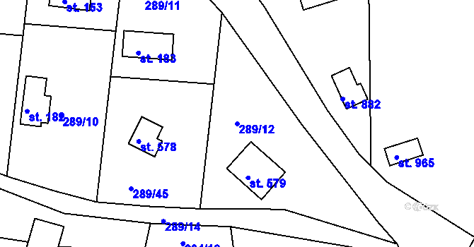 Parcela st. 289/12 v KÚ Přestavlky u Slap, Katastrální mapa