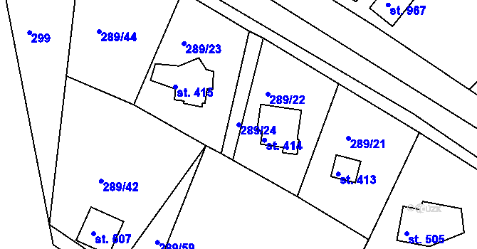Parcela st. 289/24 v KÚ Přestavlky u Slap, Katastrální mapa