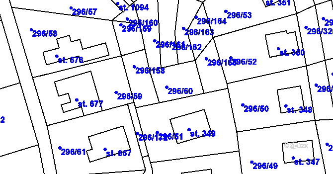 Parcela st. 296/60 v KÚ Přestavlky u Slap, Katastrální mapa