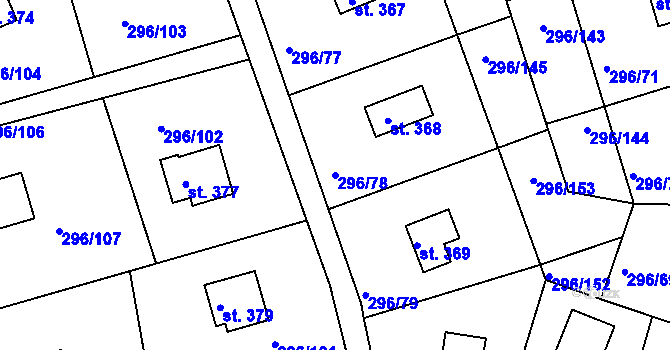 Parcela st. 296/78 v KÚ Přestavlky u Slap, Katastrální mapa