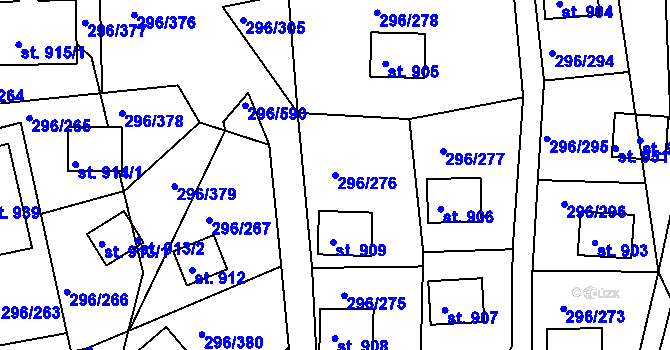 Parcela st. 296/276 v KÚ Přestavlky u Slap, Katastrální mapa