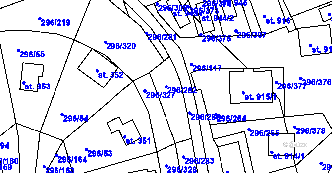 Parcela st. 296/282 v KÚ Přestavlky u Slap, Katastrální mapa