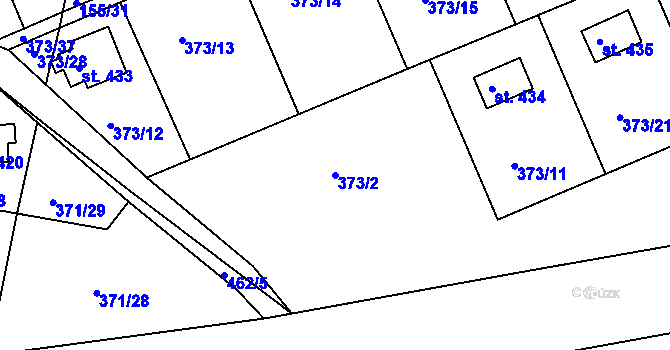 Parcela st. 373/2 v KÚ Přestavlky u Slap, Katastrální mapa