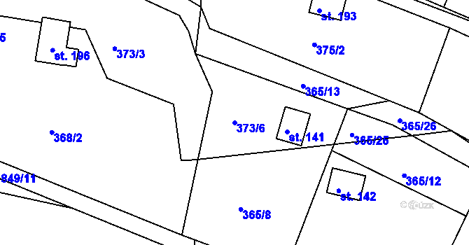 Parcela st. 373/6 v KÚ Přestavlky u Slap, Katastrální mapa
